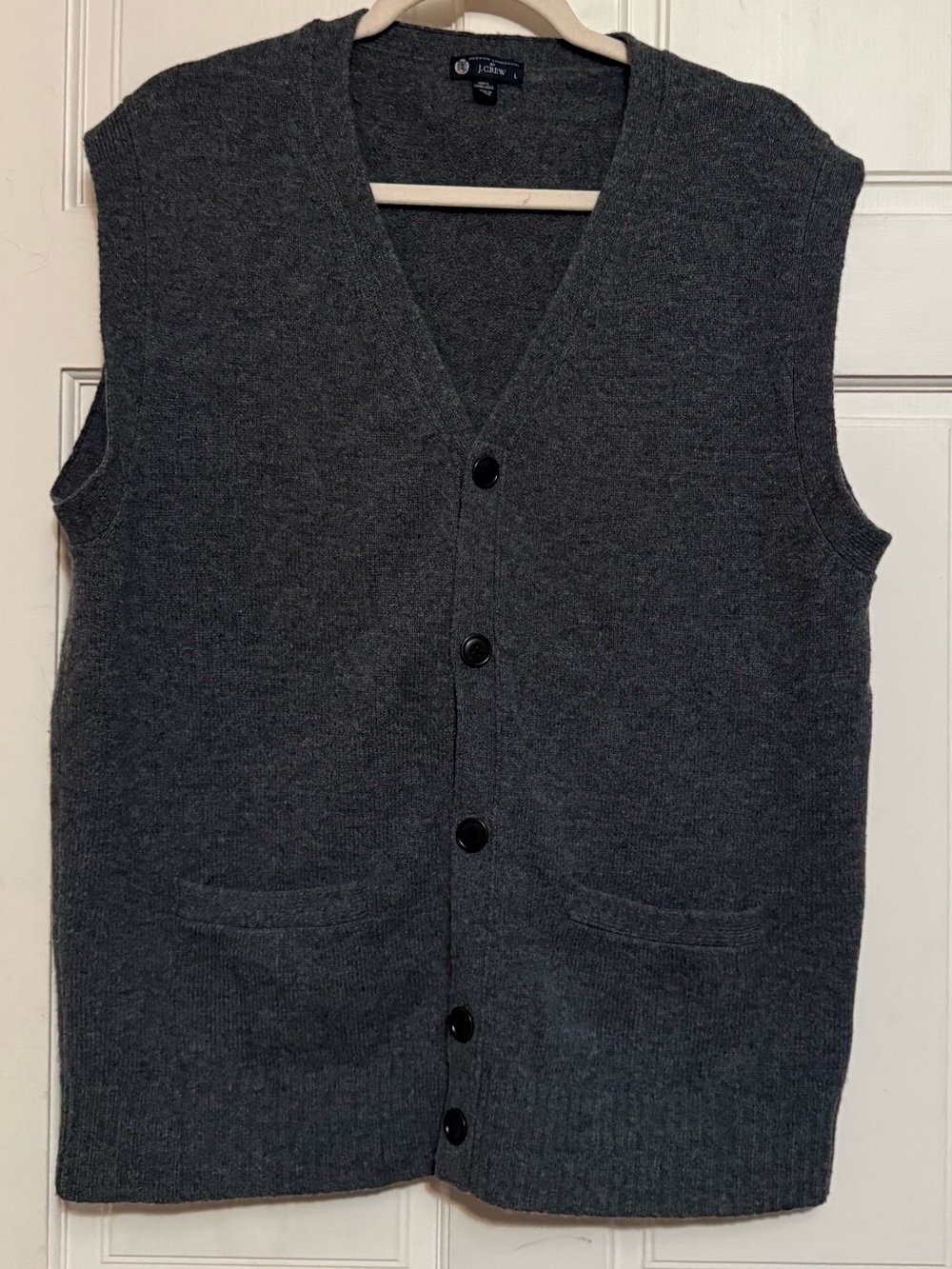 J. Crew Charcoal Gray V-Neck Button Knit Vest